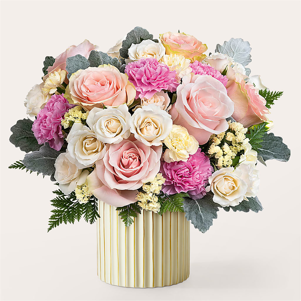 Blissful Moments Bouquet with Ivory Vase – FRENCH'S NEW ALBANY FLOWER SHOP, New Albany MS