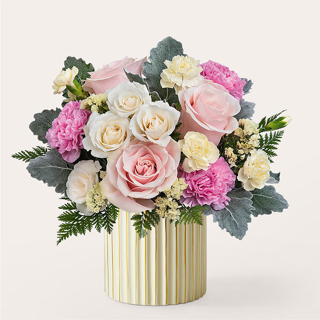 Blissful Moments Bouquet with Ivory Vase – FRENCH'S NEW ALBANY FLOWER SHOP, New Albany MS