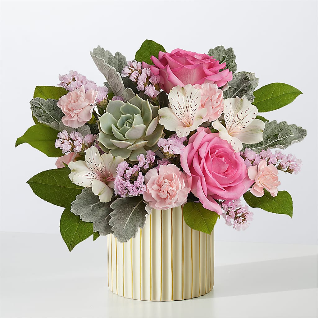 Dusty Rose Bouquet with Ivory Vase – FRENCH'S NEW ALBANY FLOWER SHOP, New Albany MS