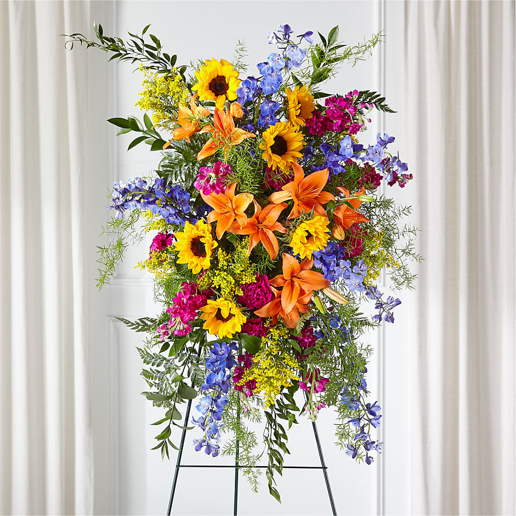 Sunlit Memories Standing Spray (Standard) – FRENCH'S NEW ALBANY FLOWER SHOP, New Albany MS