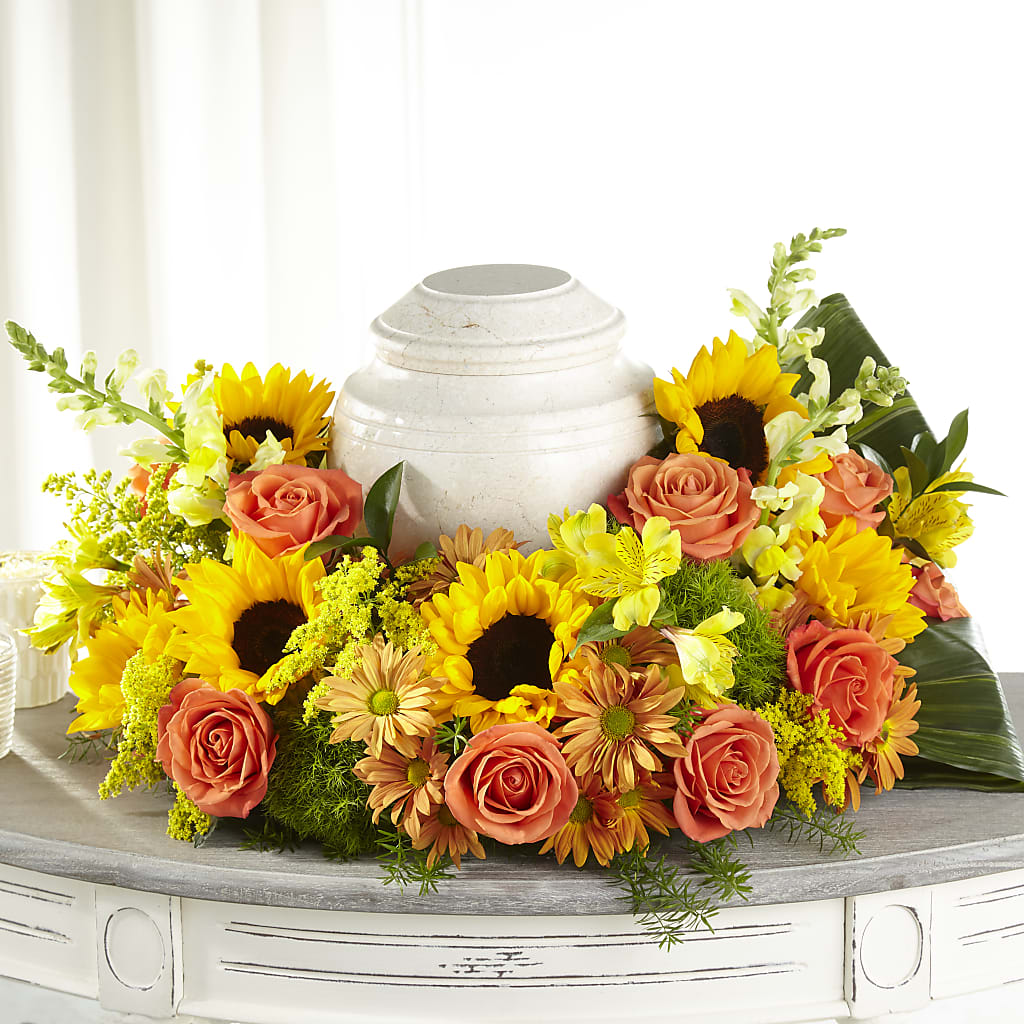 Faithful Sunflower Cremation Adornment – FRENCH'S NEW ALBANY FLOWER SHOP, New Albany MS