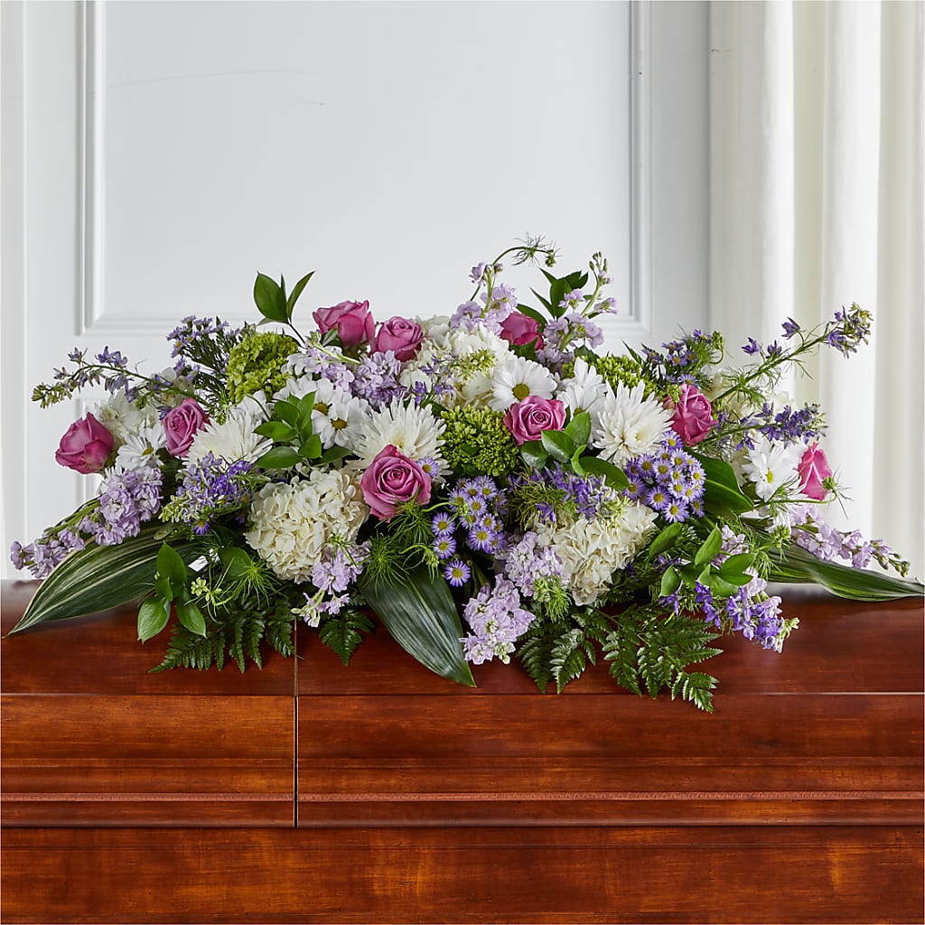 Meadows of Serenity Casket Spray – FRENCH'S NEW ALBANY FLOWER SHOP, New Albany MS
