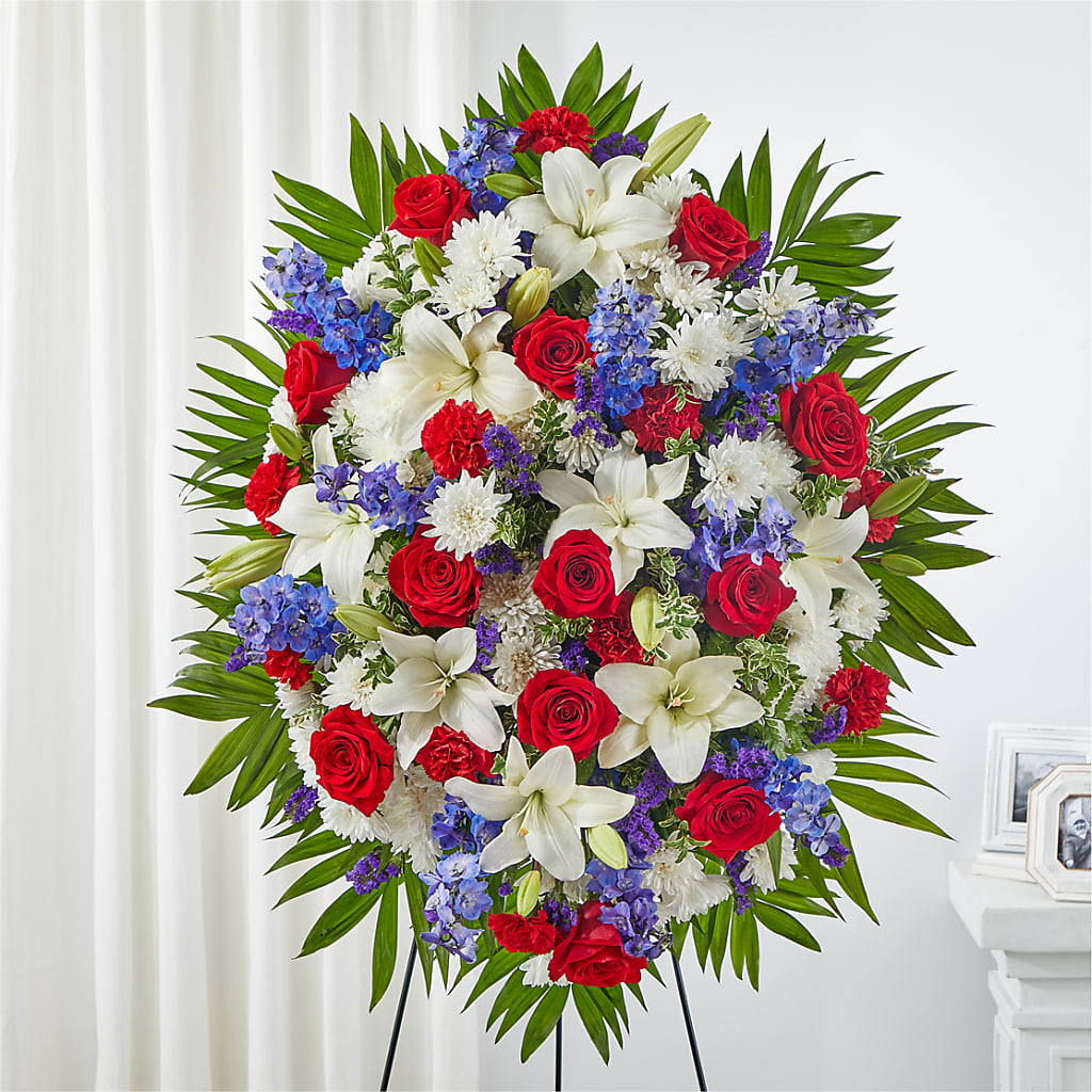 Cherished Service Standing Spray – FRENCH'S NEW ALBANY FLOWER SHOP, New Albany MS