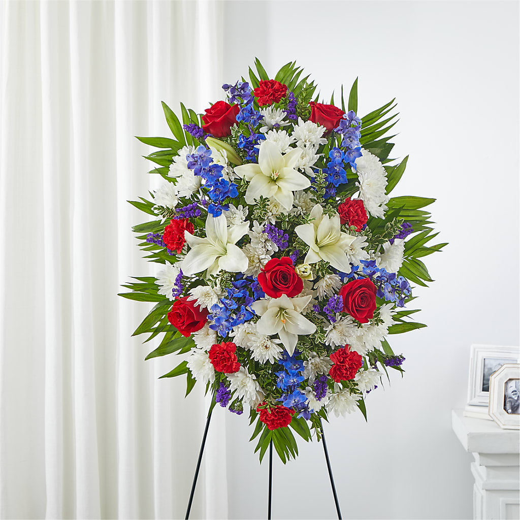 Cherished Service Standing Spray – FRENCH'S NEW ALBANY FLOWER SHOP, New Albany MS
