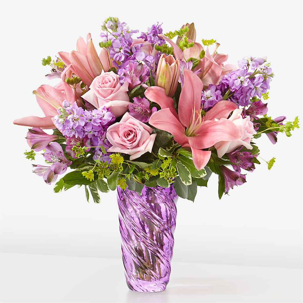 Precious Petals Bouquet with Luxe Swirl Vase – FRENCH'S NEW ALBANY FLOWER SHOP, New Albany MS