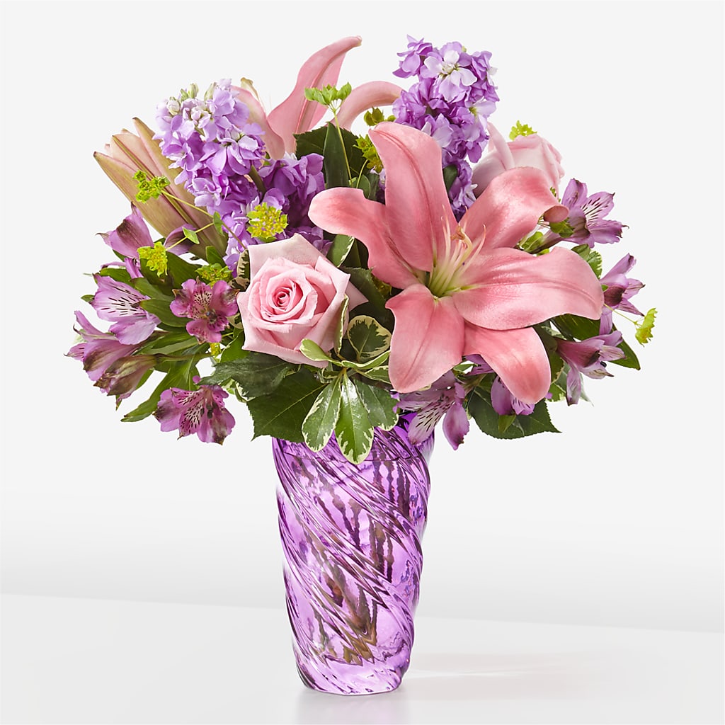 Precious Petals Bouquet with Luxe Swirl Vase – FRENCH'S NEW ALBANY FLOWER SHOP, New Albany MS