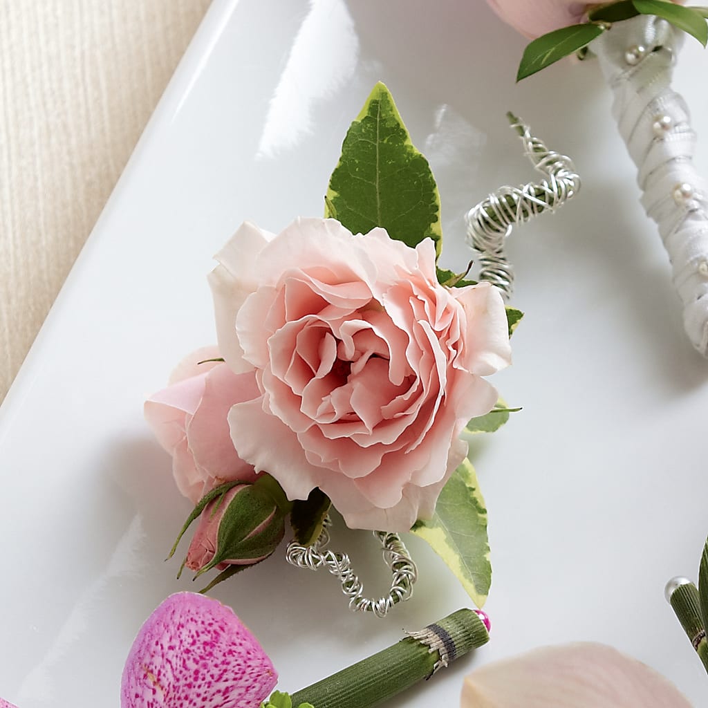 Pink Spray Rose Boutonniere – FRENCH'S NEW ALBANY FLOWER SHOP, New Albany MS