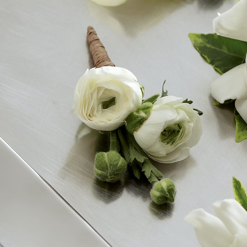 White Ranunculus Boutonniere – FRENCH'S NEW ALBANY FLOWER SHOP, New Albany MS