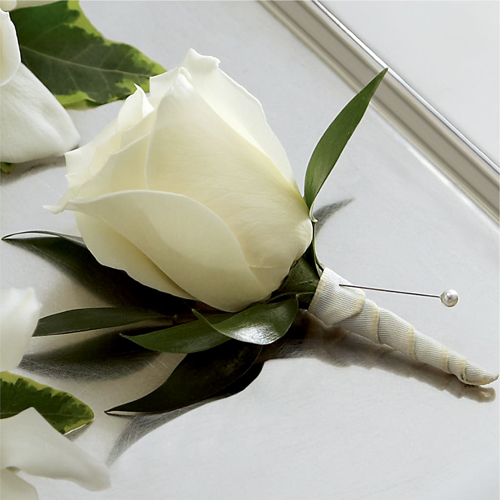 White Rose Boutonniere – FRENCH'S NEW ALBANY FLOWER SHOP, New Albany MS
