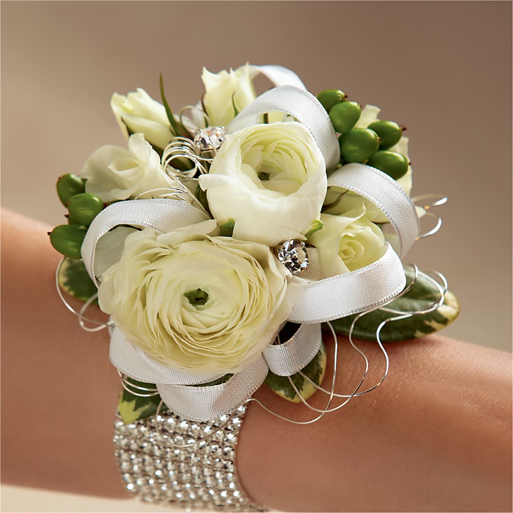 White Wedding Corsage – FRENCH'S NEW ALBANY FLOWER SHOP, New Albany MS