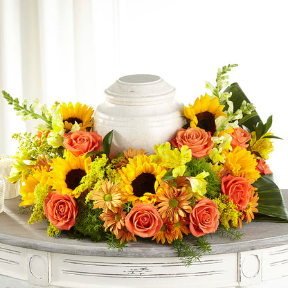 Faithful Sunflower Cremation Adornment – FRENCH'S NEW ALBANY FLOWER SHOP, New Albany MS