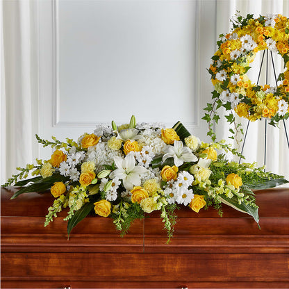 Golden Harmony Casket Spray – FRENCH'S NEW ALBANY FLOWER SHOP, New Albany MS