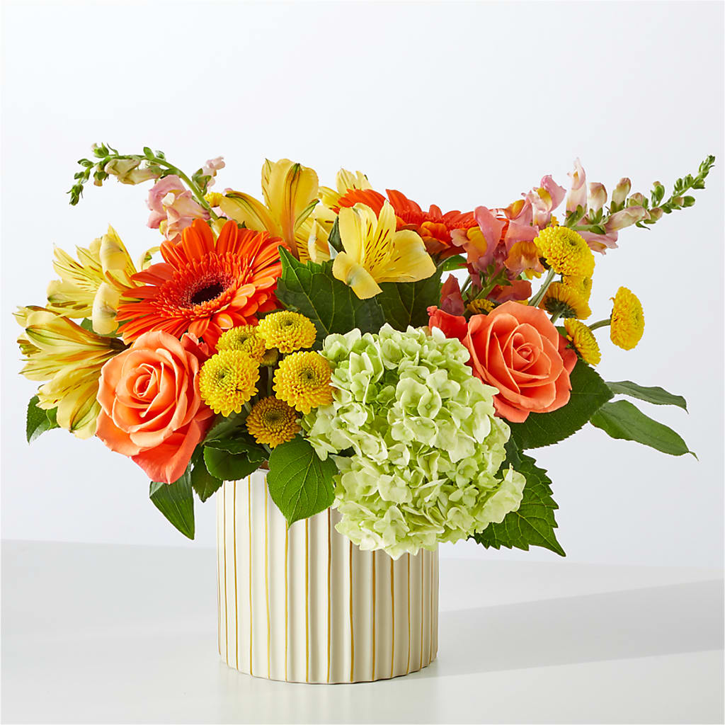 Autumn Sunshine Bouquet with Ivory Vase – FRENCH'S NEW ALBANY FLOWER SHOP, New Albany MS