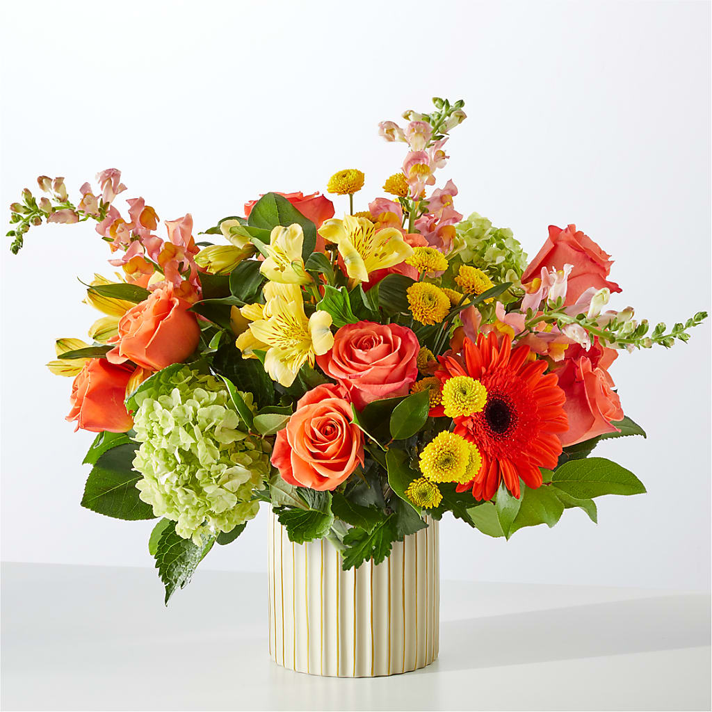Autumn Sunshine Bouquet with Ivory Vase – FRENCH'S NEW ALBANY FLOWER SHOP, New Albany MS