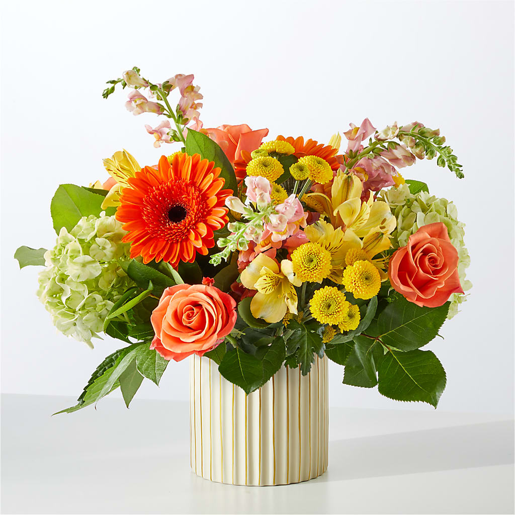 Autumn Sunshine Bouquet with Ivory Vase – FRENCH'S NEW ALBANY FLOWER SHOP, New Albany MS