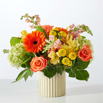 Autumn Sunshine Bouquet with Ivory Vase – FRENCH'S NEW ALBANY FLOWER SHOP, New Albany MS