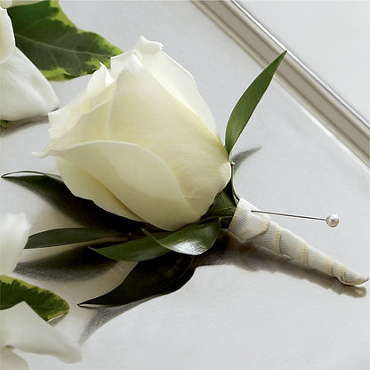 White Rose Boutonniere – FRENCH'S NEW ALBANY FLOWER SHOP, New Albany MS